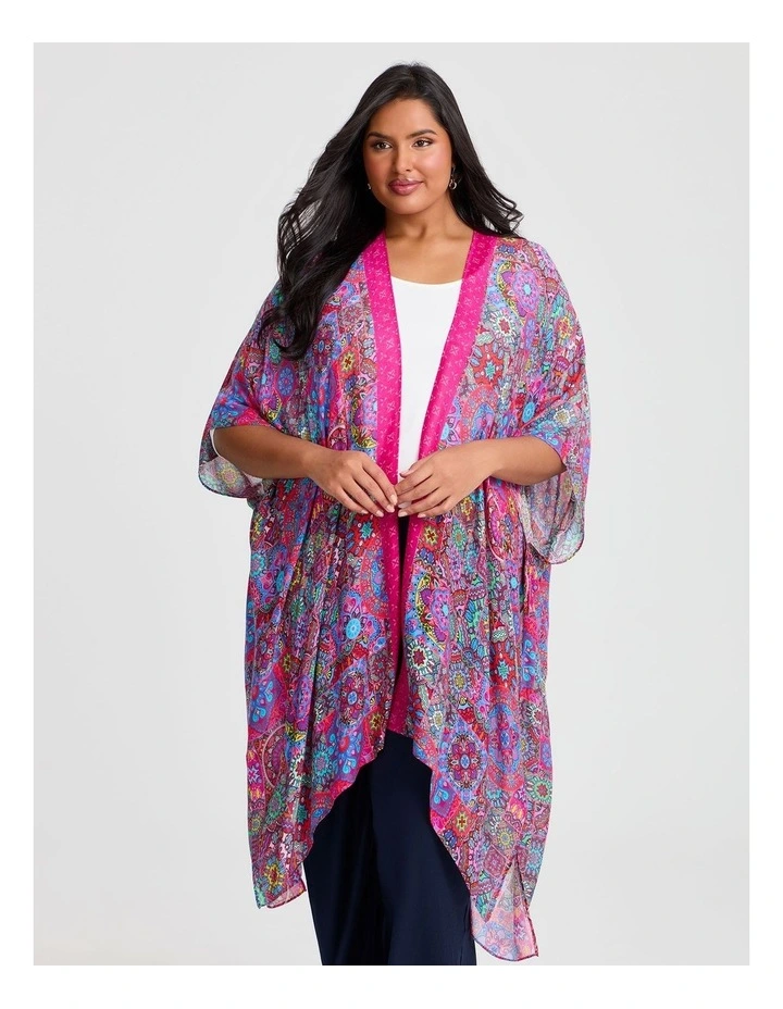 Mosaic Print Cape in Multi image 4