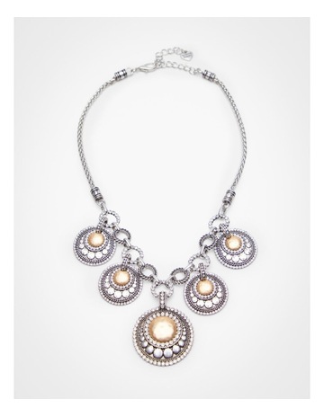 Two Tone Disc Short Necklace in Multi