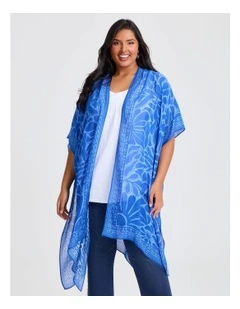 New Abstract Cape in Kimono Blue