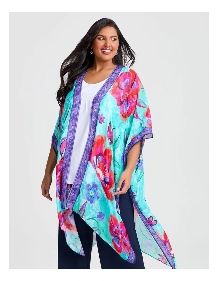 Spring Flower Cape Kimono in Multi image 1