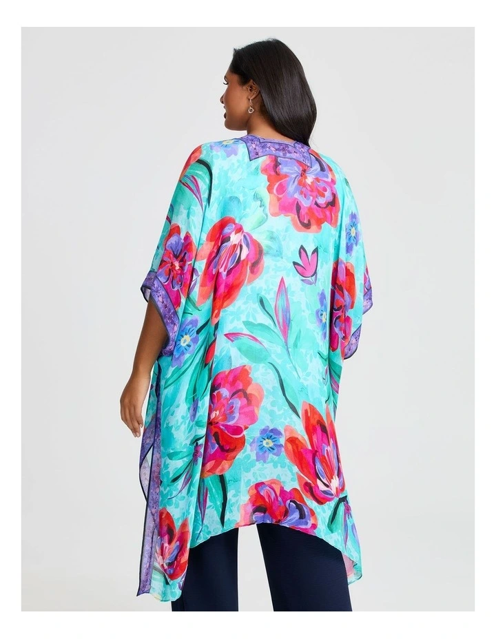 Spring Flower Cape Kimono in Multi image 2