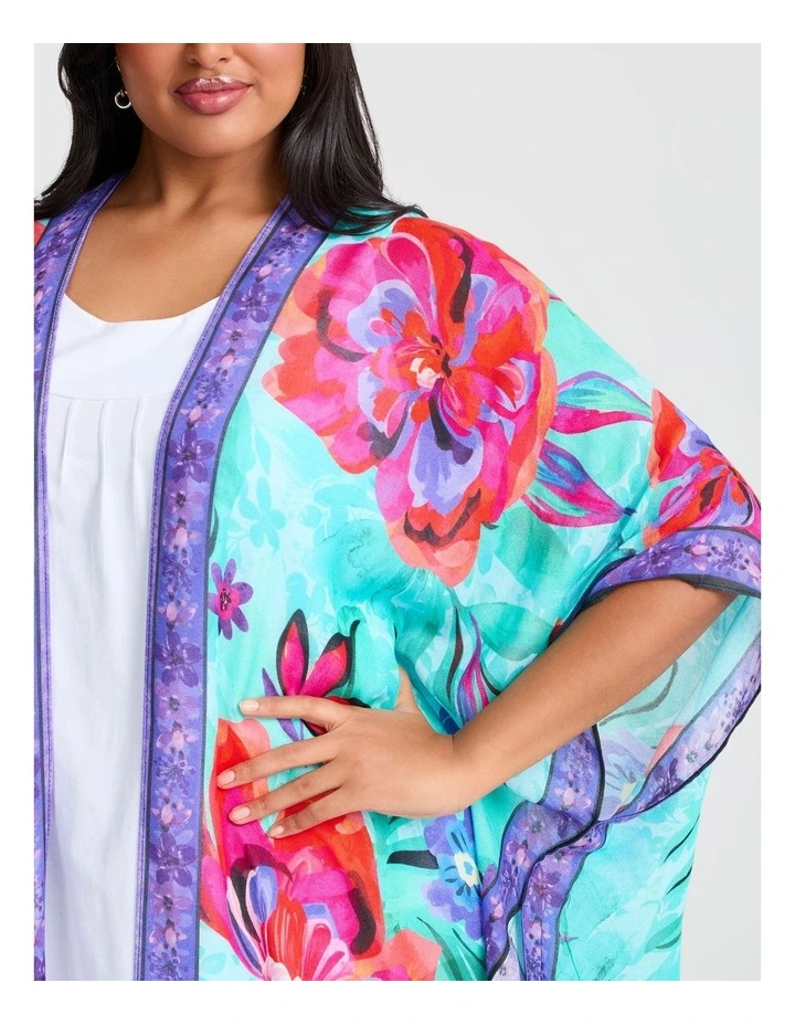 Spring Flower Cape Kimono in Multi image 3