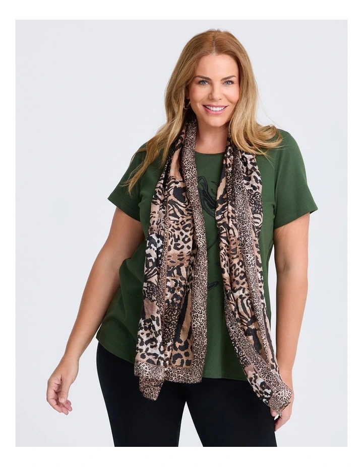 Animal Print Silk Scarf in Multi image 2