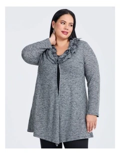 Flounce Detail Cardi Dark Grey