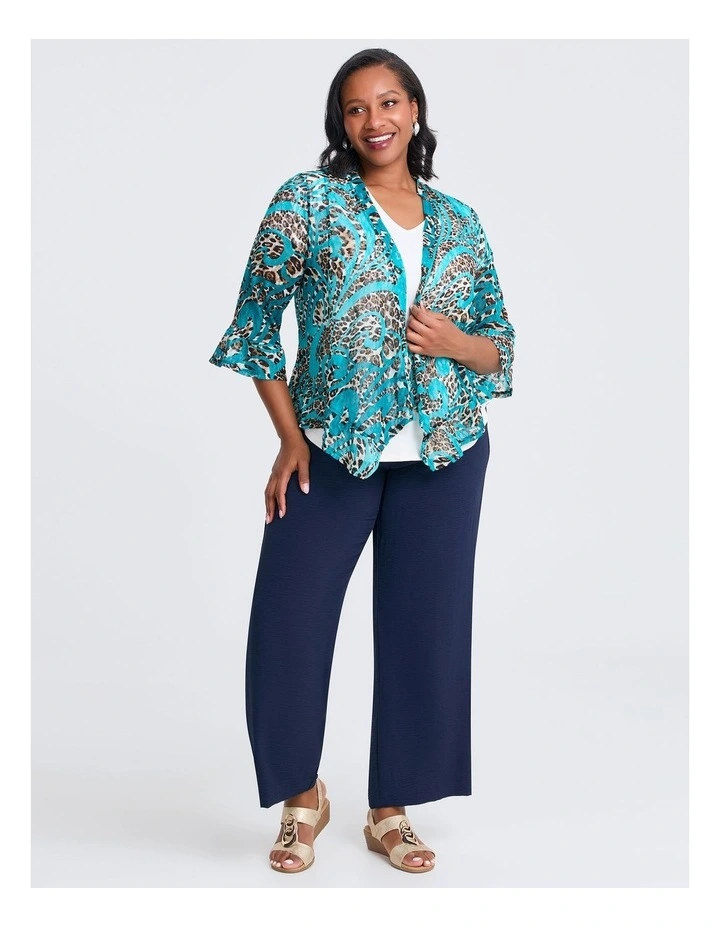 Animal Ruffle Trim Cardigan in Multi image 3