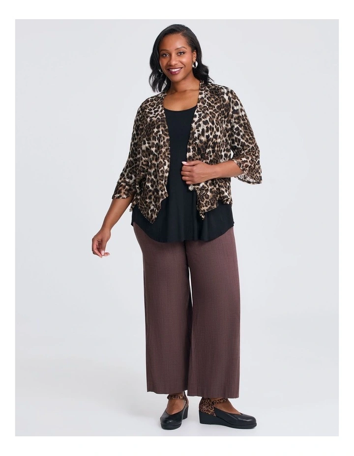 Animal Ruffle Trim Cardigan in Multi image 3