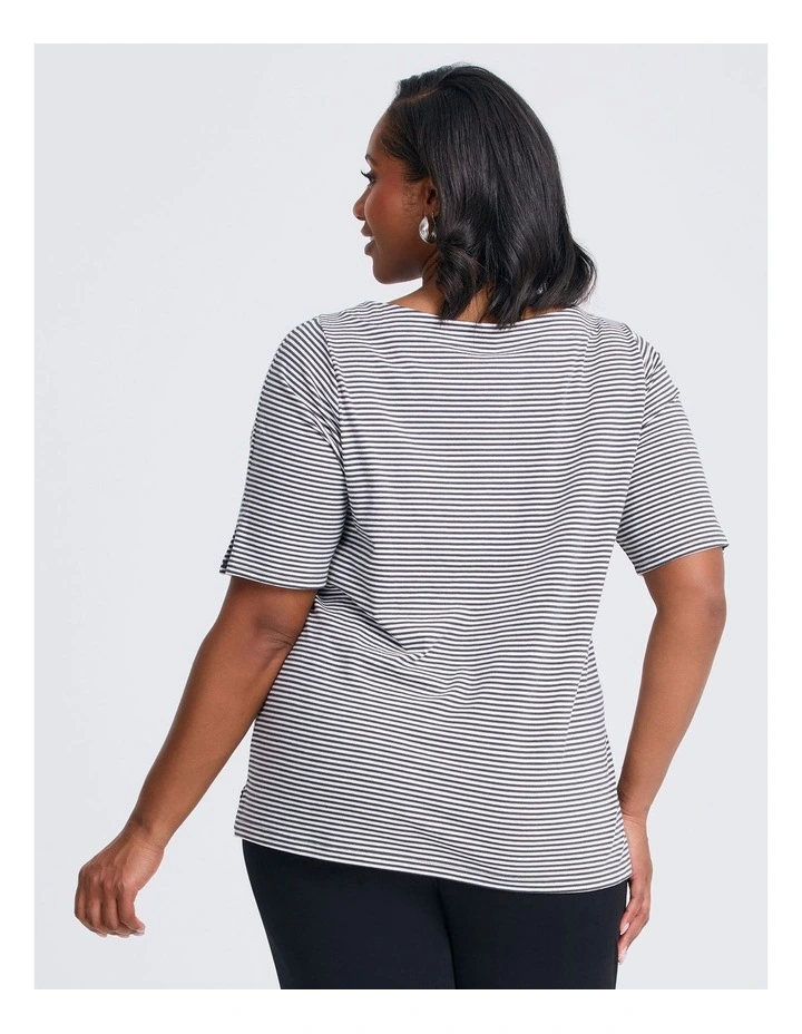 Cotton Stripe T-shirt in Charcoal image 2