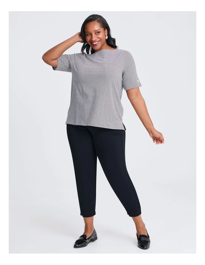 Cotton Stripe T-shirt in Charcoal image 3