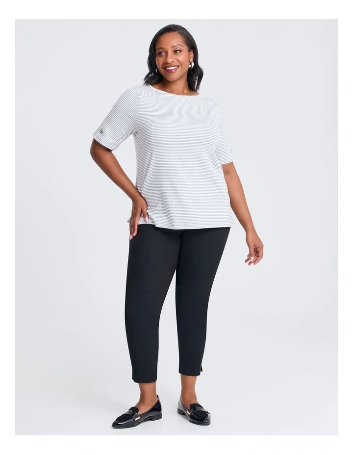 Cotton Stripe T-shirt in Heather Grey image 2
