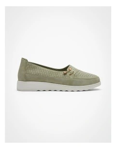 Lasercut Slip On Loafer in Sage Green