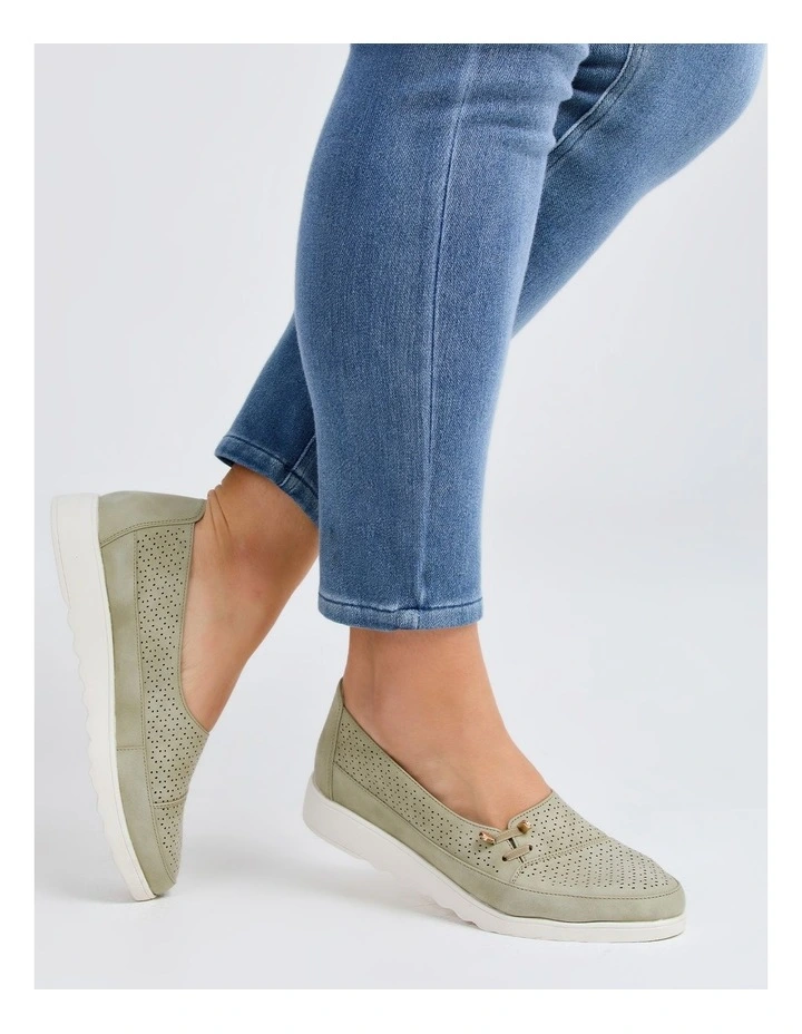 Lasercut Slip On Loafer in Sage Green image 6