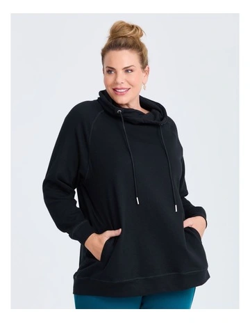 Drawstring Collar Sweater in Black