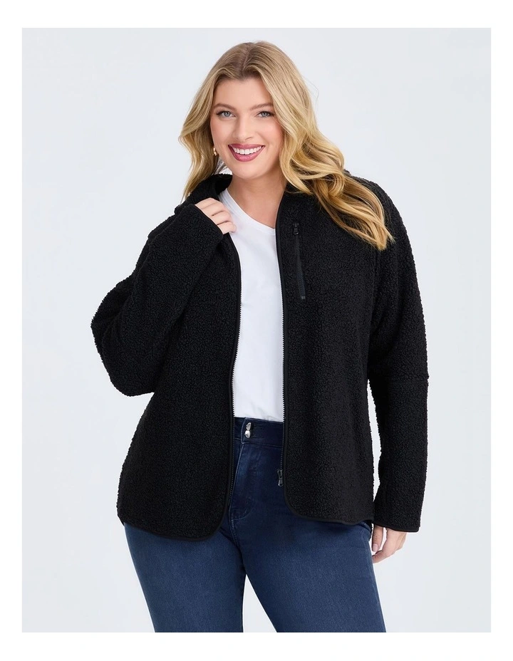 Teddy Hooded Jacket in Black image 4