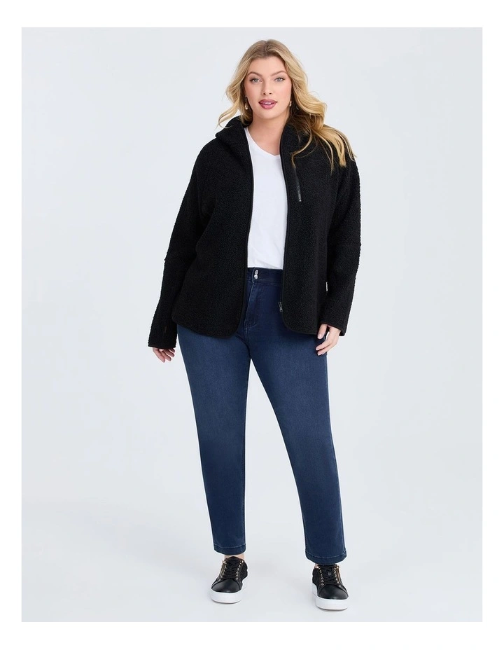 Teddy Hooded Jacket in Black image 5