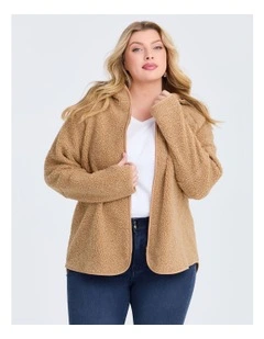 Teddy Hooded Jacket in Camel