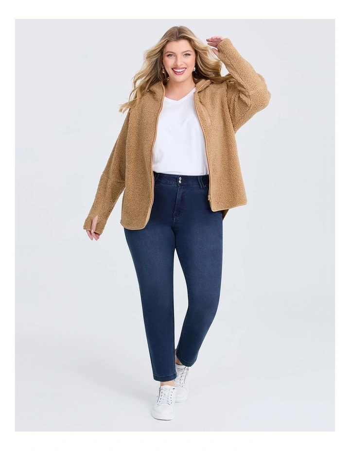 Teddy Hooded Jacket in Camel image 4