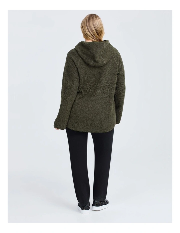 Teddy Hooded Jacket in Olive image 2