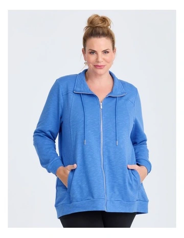 Funnel Neck Active Jacket in Malibu Blue