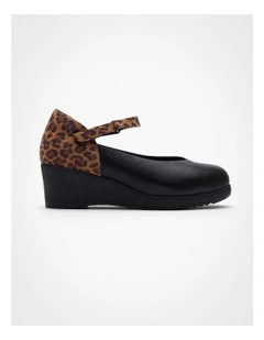 Orthotic Adjustable Court Shoe in Black/Leopard