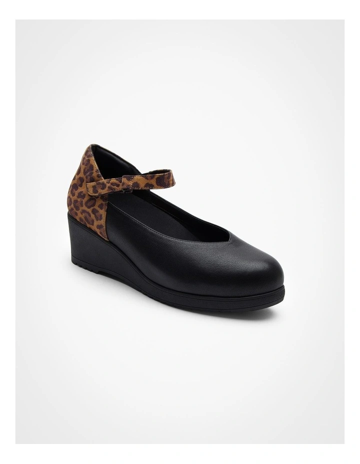 Orthotic Adjustable Court Shoe in Black/Leopard image 2