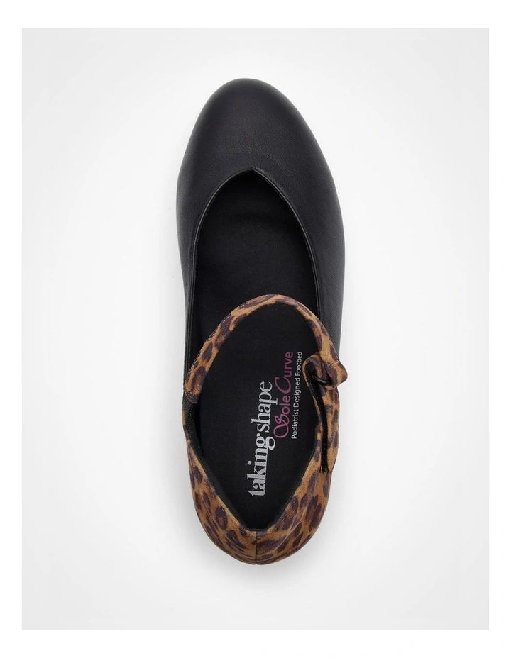 Orthotic Adjustable Court Shoe in Black/Leopard image 3