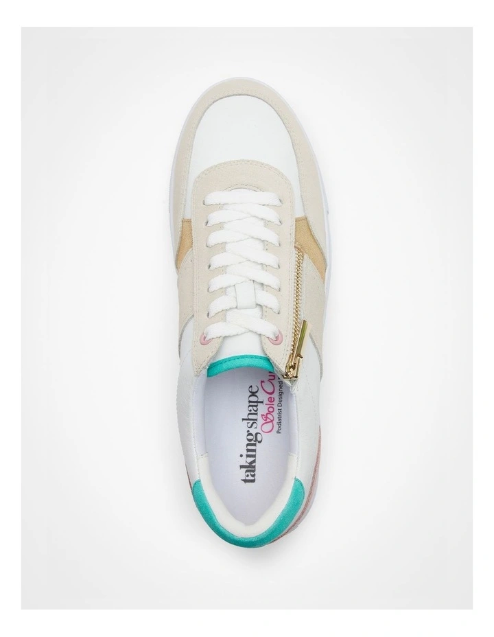 Orthotic Combo Zip Sneaker in White/Multi image 3