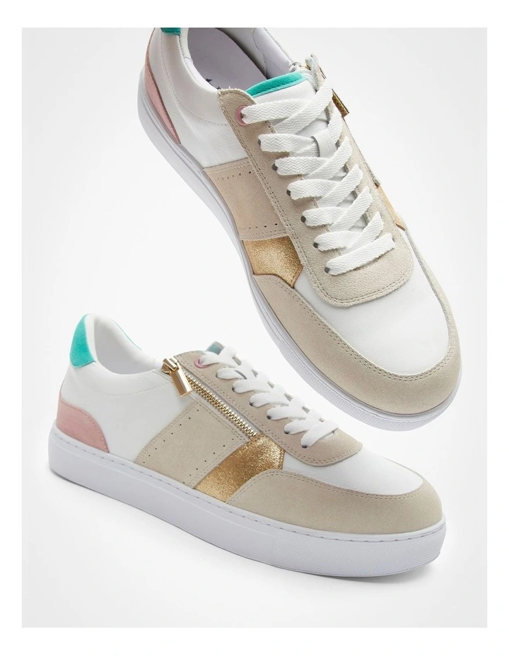 Orthotic Combo Zip Sneaker in White/Multi image 4