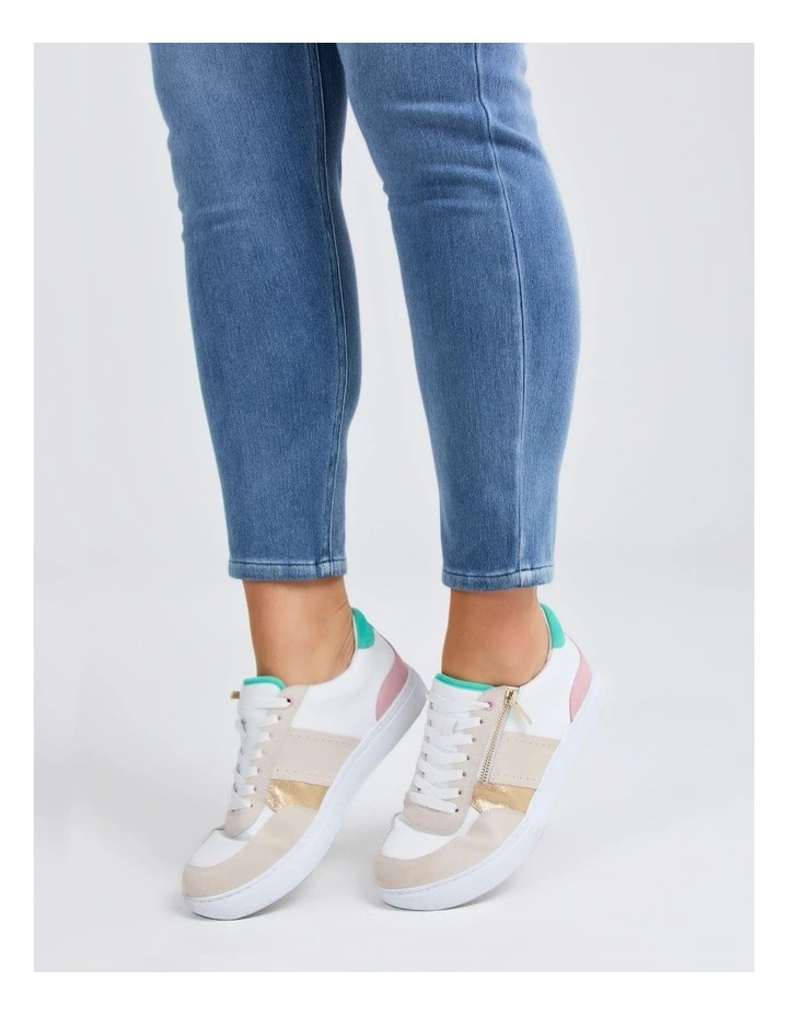 Orthotic Combo Zip Sneaker in White/Multi image 5