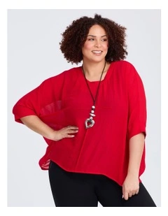 Chiffon Arlie Layering Top Red