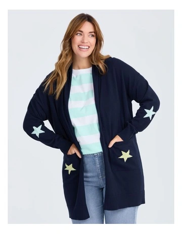 Cotton Star Pocket Cardigan Navy