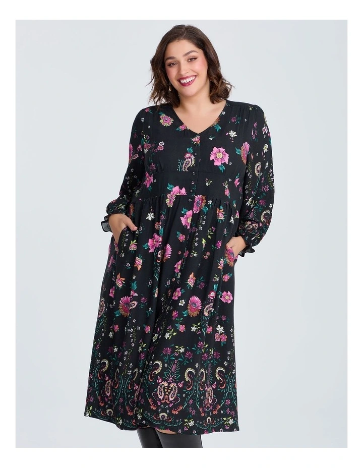 Natural Garden Floral Dress in Multi image 3