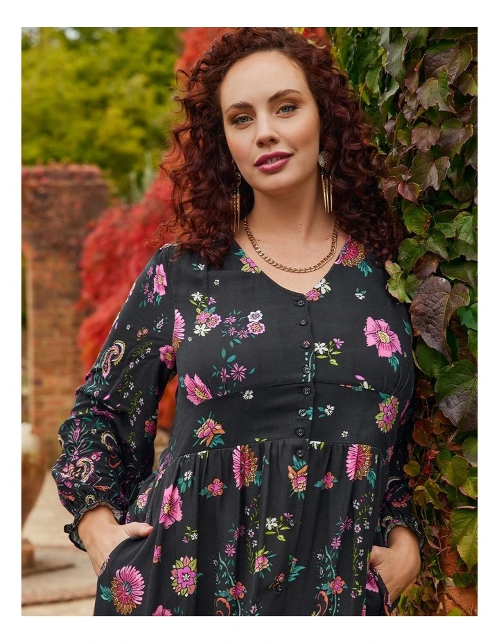 Natural Garden Floral Dress in Multi image 5