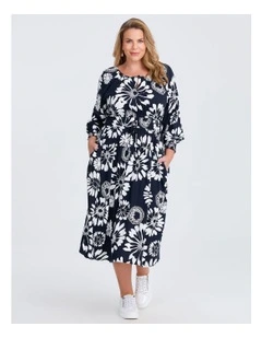 Natural Gerbera Floral Dress in Multi