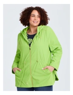 Shower Resistant Hooded Jacket in Kiwi Green