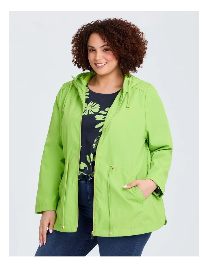 Shower Resistant Hooded Jacket in Kiwi Green image 3