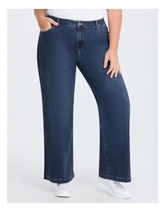 Cotton Seam Detail Stretch Jean in Mid Blue