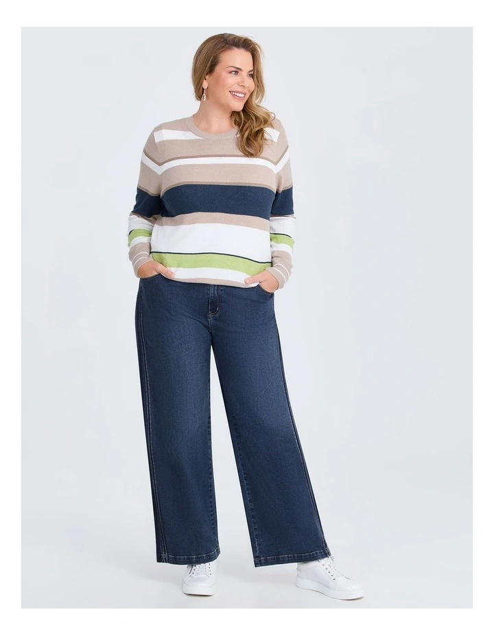 Cotton Seam Detail Stretch Jean in Mid Blue image 3