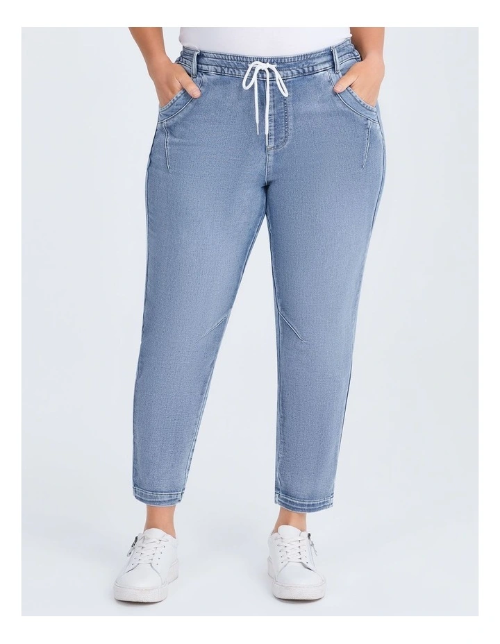 Denim Drawstring Jogger in Light Blue Denim image 1
