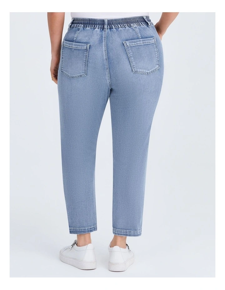 Denim Drawstring Jogger in Light Blue Denim image 2