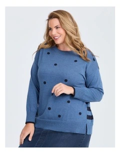 Cotton Spots and Stripes Jumper in Multi