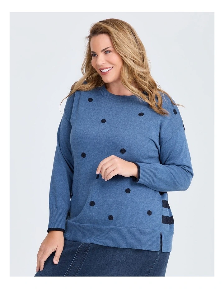 Cotton Spots and Stripes Jumper in Multi image 1