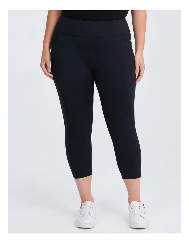 Cloud Touch Crop Pocket Legging in Black image 1