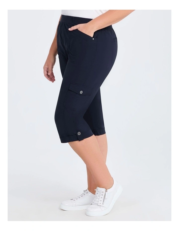 Castaway Rib Cargo Crop Pant in Navy image 1