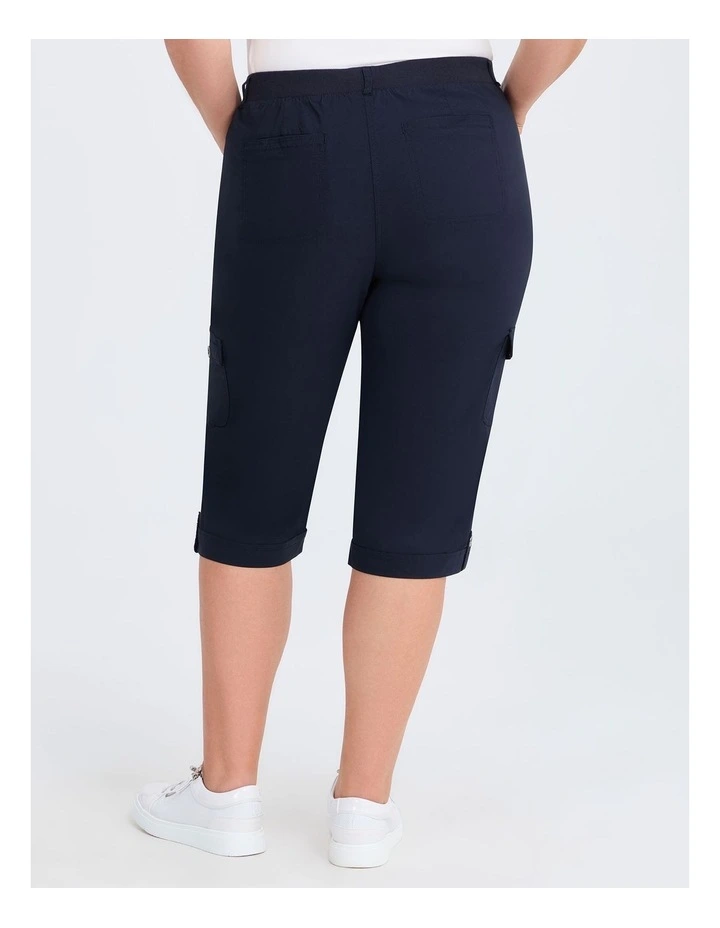 Castaway Rib Cargo Crop Pant in Navy image 2