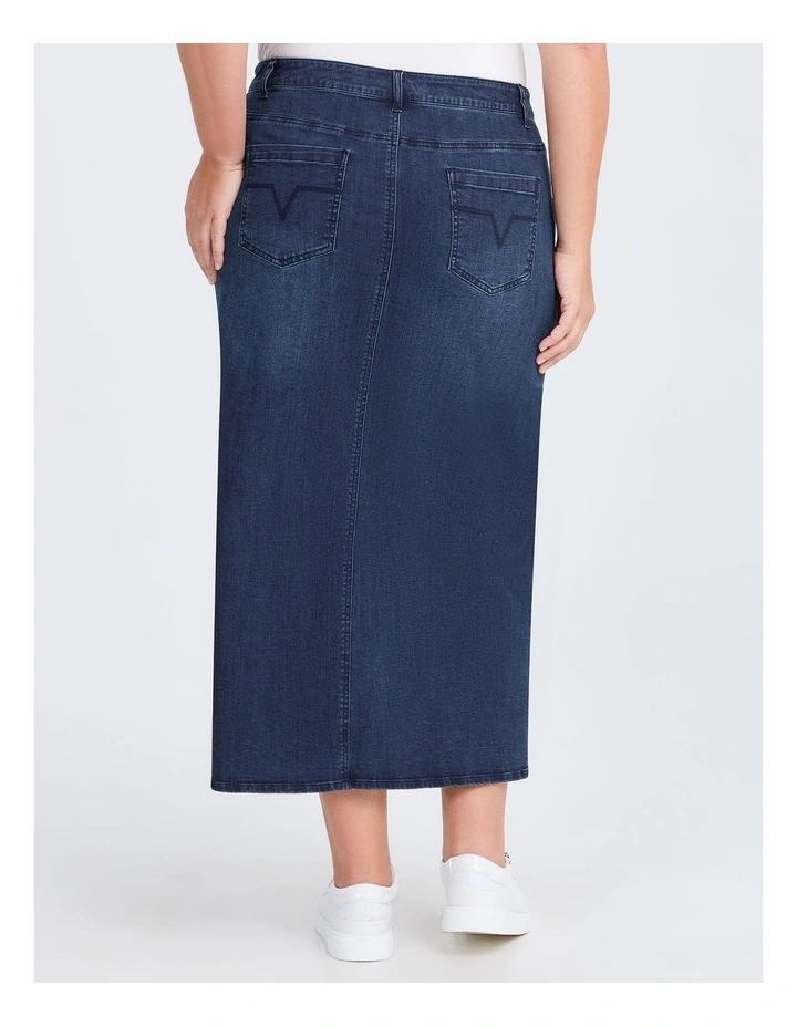 Front Split Denim Skirt in Washed Indigo image 2
