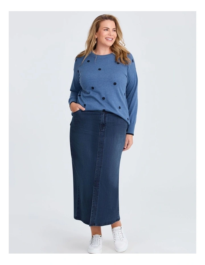 Front Split Denim Skirt in Washed Indigo image 3