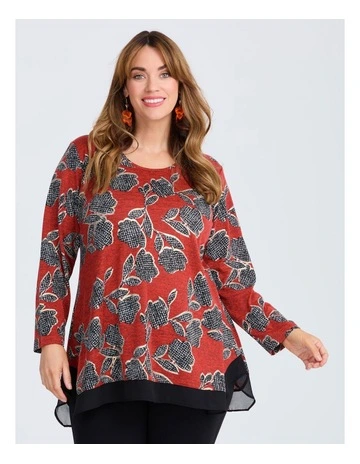 Foil Delight Snug Top Spicy Orange Print