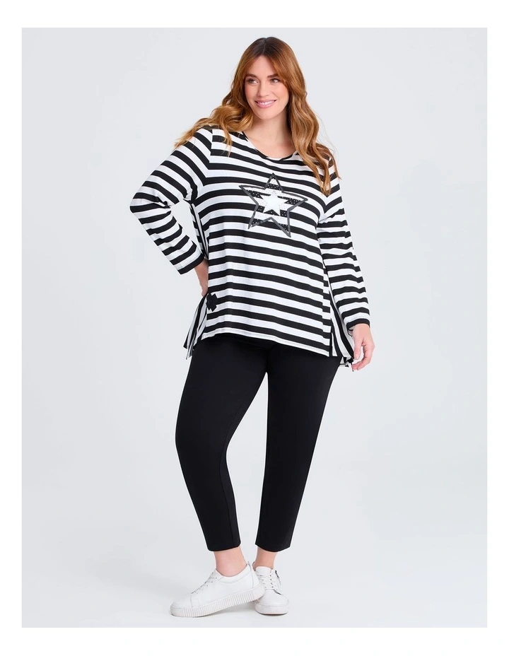 Natural Stripe Print Piia Top Black/white image 3