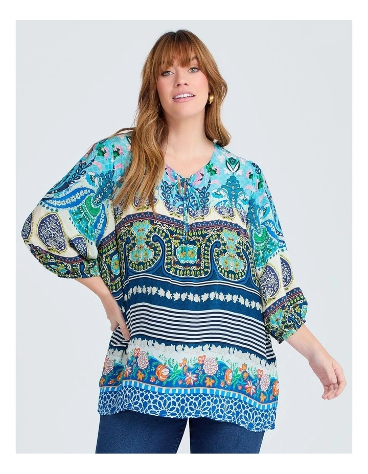 Natural Paisley Aztec Top in Multi image 1
