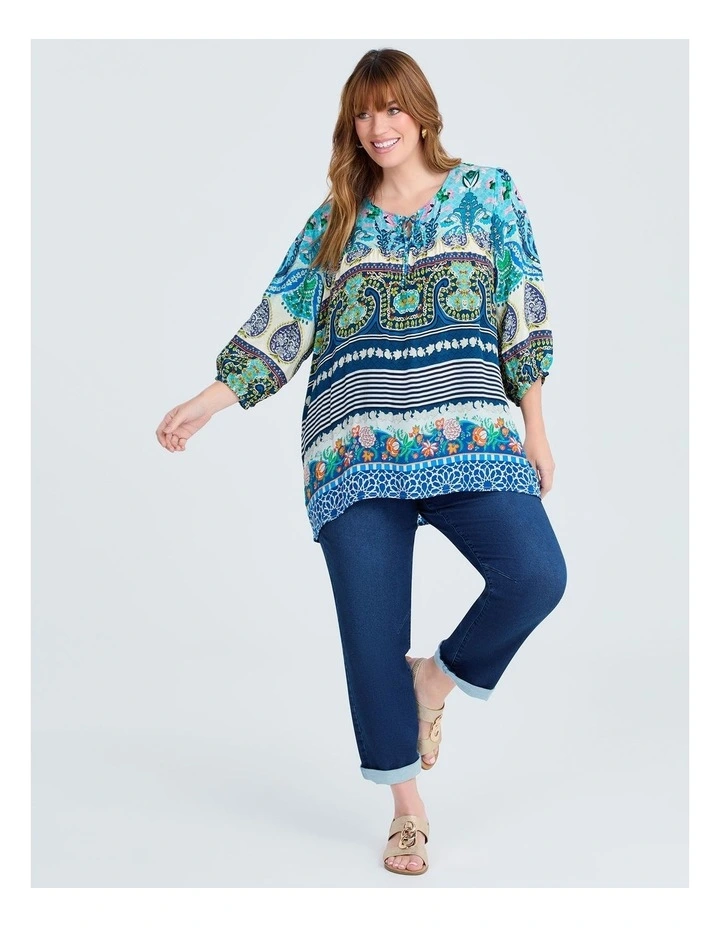 Natural Paisley Aztec Top in Multi image 4